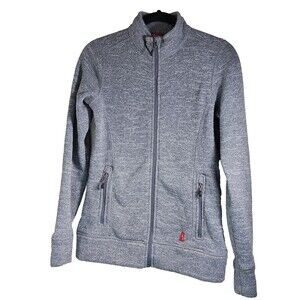 Eastern Mountain Sports Womens Gray Fleece Full Zip Mock Neck Sz Small warm